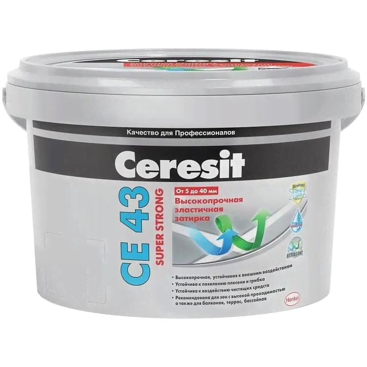 Затирка цементная Ceresit CE 43 Super Strong дымчато-белая для широких швов 2 кг-0
