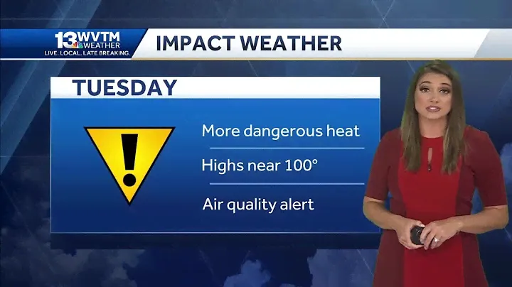 Dangerous heat Tuesday and Wednesday, A few strong storms. Heat advisories may be in Alabama's we...