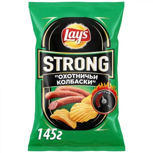 Чипсы Lay's Strong "Охотничьи колбаски" к пиву 145г-0